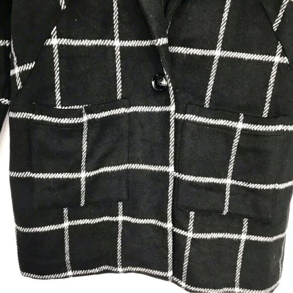 HAVE LA Black White Windowpane Plaid Soft Structure Blazer Jacket - Picture 5 of 16